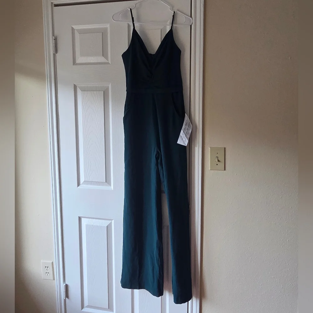 Dress The Population Jumpsuit S Wide Leg Emmet NWT $258 Pine Green - Picture 6 of 10